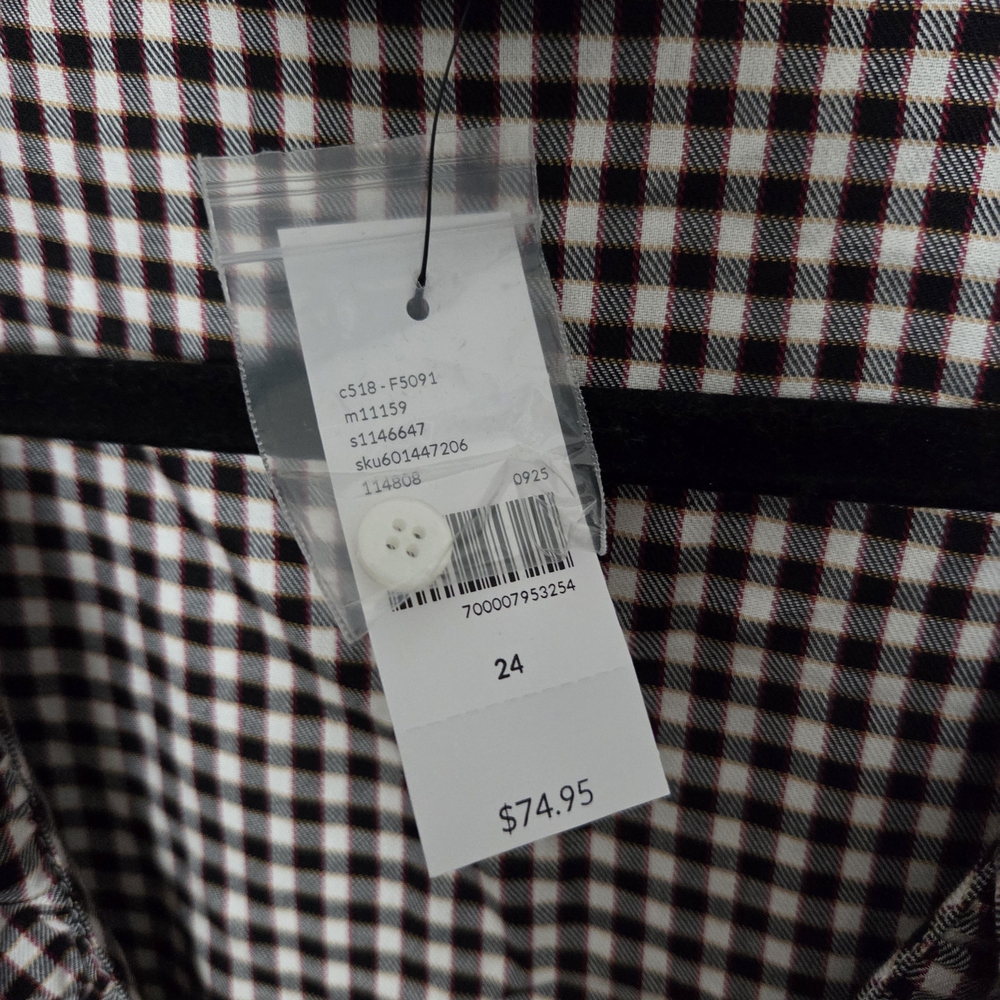 Lane Bryant Size 24 NWT Black Red And White Gingham Plaid Ruffled Button Up - Picture 4 of 9